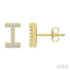 1/10 Ctw Initial 'I' Single Cut Diamond Earrings in 10K Yellow Gold