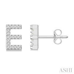 1/10 Ctw Initial 'E' Single Cut Diamond Earrings in 10K White Gold
