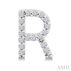 1/10 Ctw Initial 'R' Single Cut Diamond Earrings in 10K White Gold