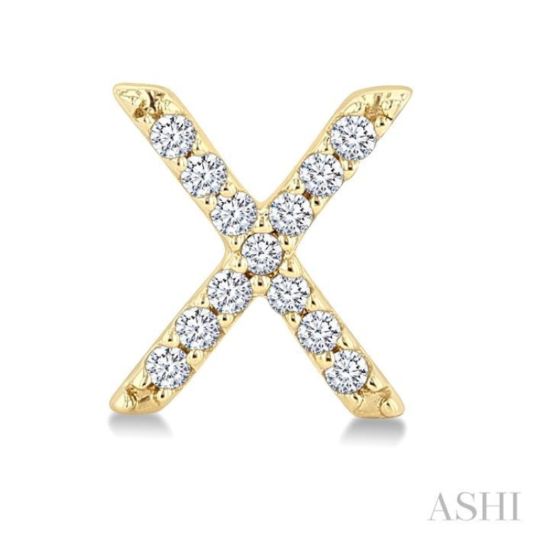 1/10 Ctw Initial 'X' Single Cut Diamond Earrings in 10K Yellow Gold