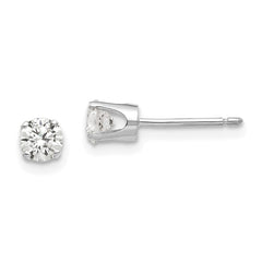 14k White Gold 4mm Round CZ Stud Earrings