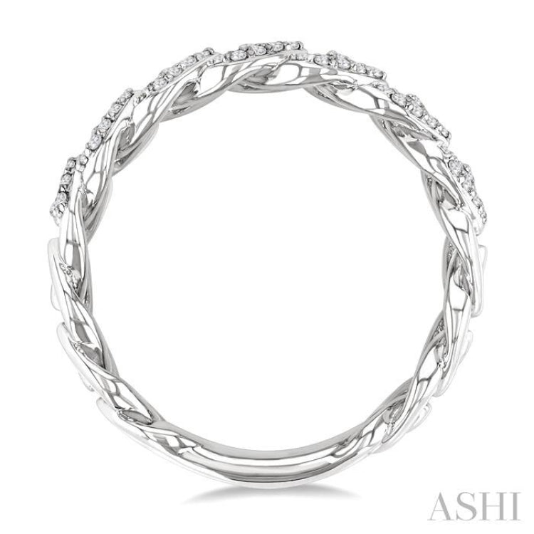 1/2 Ctw Cuban Link Round Cut Diamond Fashion Band in 14K White Gold