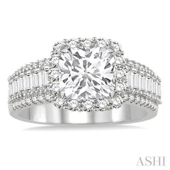 1 1/5 Ctw Diamond Semi-Mount Engagement Ring in 14K White Gold