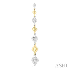 1/2 Ctw Graduated Diamond Shape Round Cut Diamond Fashion Long Earrings in 14K Yellow and White Gold