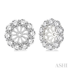 1 1/2 Ctw Round Cut Diamond Earrings Jacket in 14K White Gold