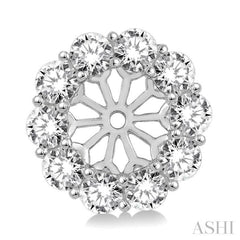 1 1/2 Ctw Round Cut Diamond Earrings Jacket in 14K White Gold