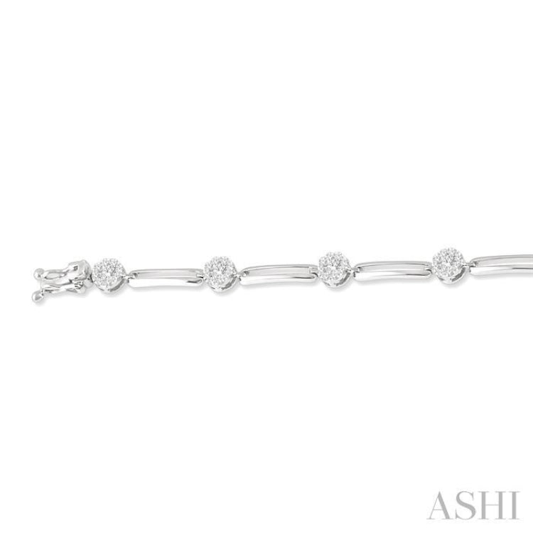 1 1/5 Ctw Lovebright Round Cut Diamond Paperclip Link Bracelet in 14K White Gold