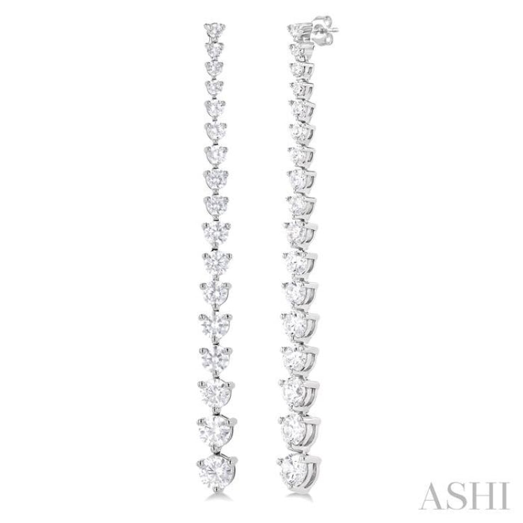 3 Ctw Round Cut Diamond Riviera Drop Earrings in 14K White Gold