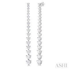 3 Ctw Round Cut Diamond Riviera Drop Earrings in 14K White Gold