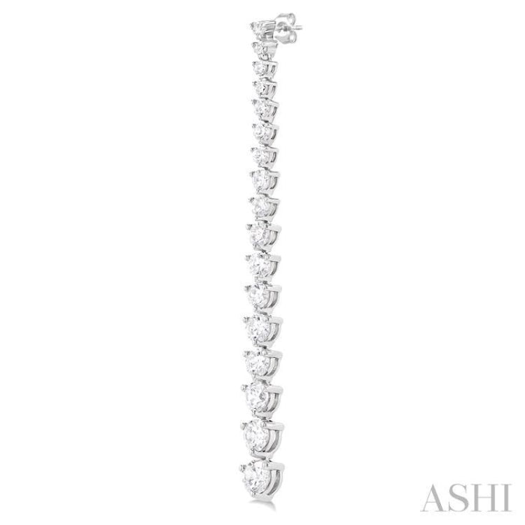 3 Ctw Round Cut Diamond Riviera Drop Earrings in 14K White Gold