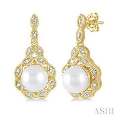 925 0.05CT-Diamond 6MM Pearl Earring