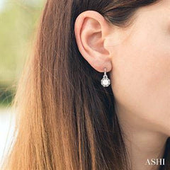 925 0.05CT-Diamond 6MM Pearl Earring