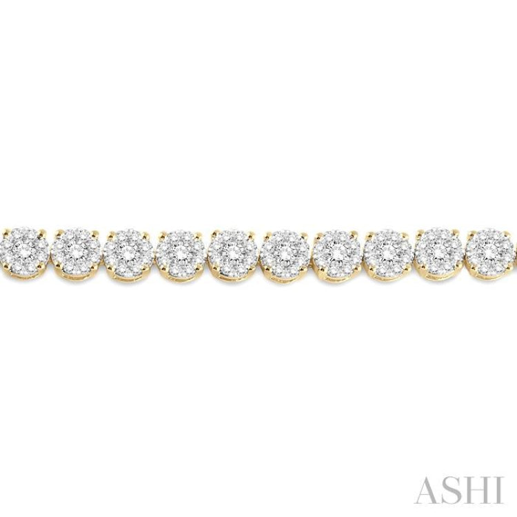 5 Ctw Round Cut Diamond Lovebright Tennis Bracelet in 14K Yellow and White Gold