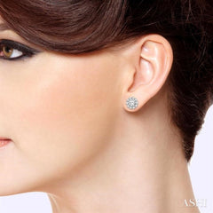 2 Ctw Round Cut Diamond Earrings Jacket in 14K White Gold