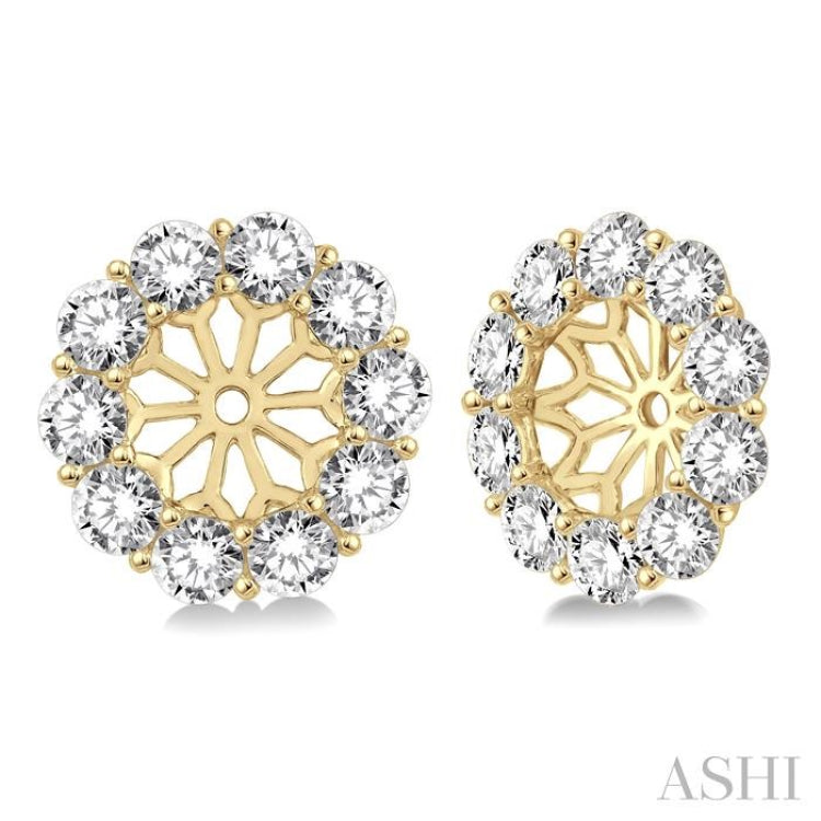 2 Ctw Round Cut Diamond Earrings Jacket in 14K Yellow Gold