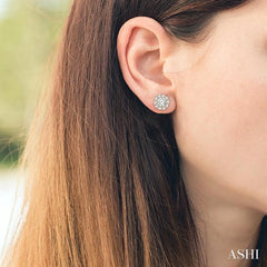 2 Ctw Round Cut Diamond Earrings Jacket in 14K Yellow Gold