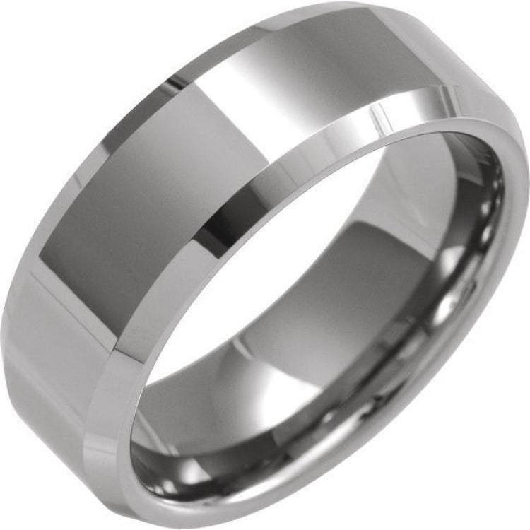 Tungsten 8 mm Beveled-Edge Band Size 13