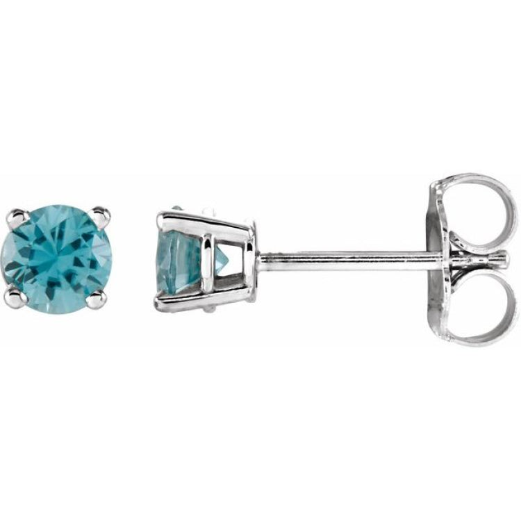Sterling Silver 4 mm Natural Zircon Earrings