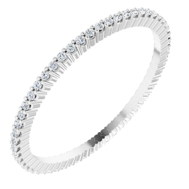 10K White Gold 1/5 CTW Natural Diamond Eternity Band Size 8.5