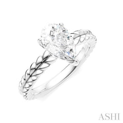 1/20 Ctw Pear Shape Round Cut Diamond Semi-Mount Engagement Ring in 14K White Gold
