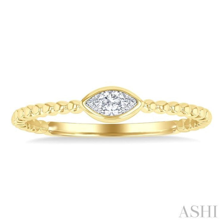 1/6 Ctw Petite Bezel Set Marquise Cut Diamond Stackable Ring in 14K Yellow Gold
