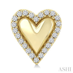 1/5 Ctw Petite Overlay Heart Round Cut Diamond Fashion Stud Earring in 10K Yellow Gold