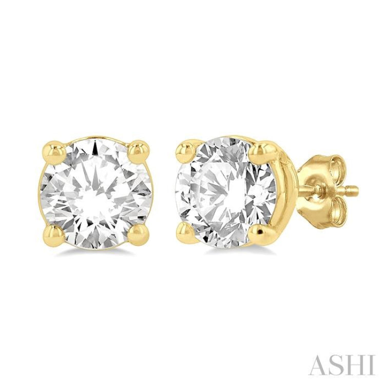 1 1/4 Ctw Round Cut Diamond Stud Earring in 14K Yellow Gold