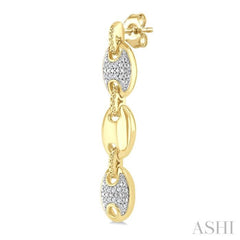 1/10 Ctw Bold Mariner Link Round Cut Diamond Fashion Earrings in Yellow Gold Vermeil