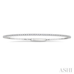 1 Ctw Round Cut Diamond Fullway Straight Flex Bangle in 14K White Gold
