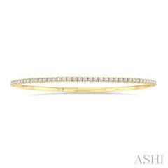 1 Ctw Round Cut Diamond Halfway Straight Flex Bangle in 14K Yellow Gold