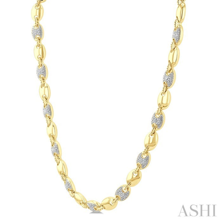 1/4 Ctw Bold Mariner Link Round Cut Diamond Fashion Necklace in Yellow Gold Vermeil