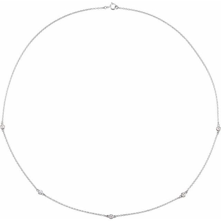 14K White Gold 3/4 CTW Natural Diamond 5-Station 18" Necklace