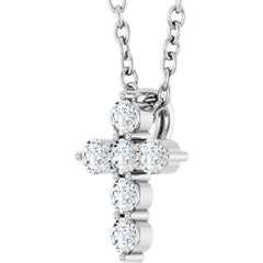 Sterling Silver 1/6 CTW Natural Diamond Cross 16-18" Necklace