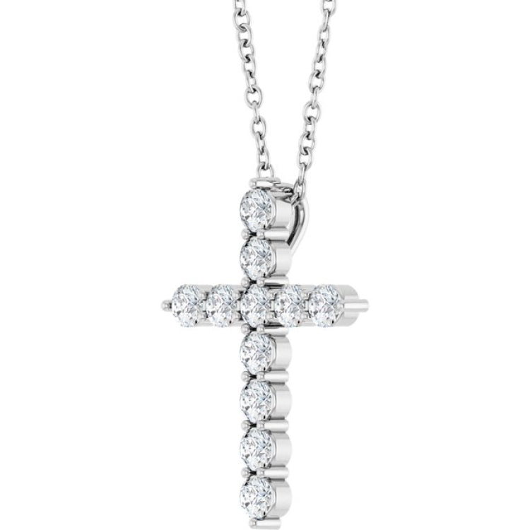 Platinum 3/8 CTW Natural Diamond Cross 16-18" Necklace