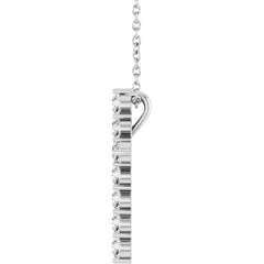 Sterling Silver 3/8 CTW Natural Diamond Cross 16-18" Necklace