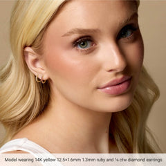 Sterling Silver 1/8 CTW Natural Diamond Hinged 12.5 mm Hoop Earrings