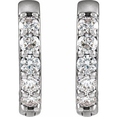 Platinum .08 CTW Natural Diamond Hinged 10 mm Hoop Earrings