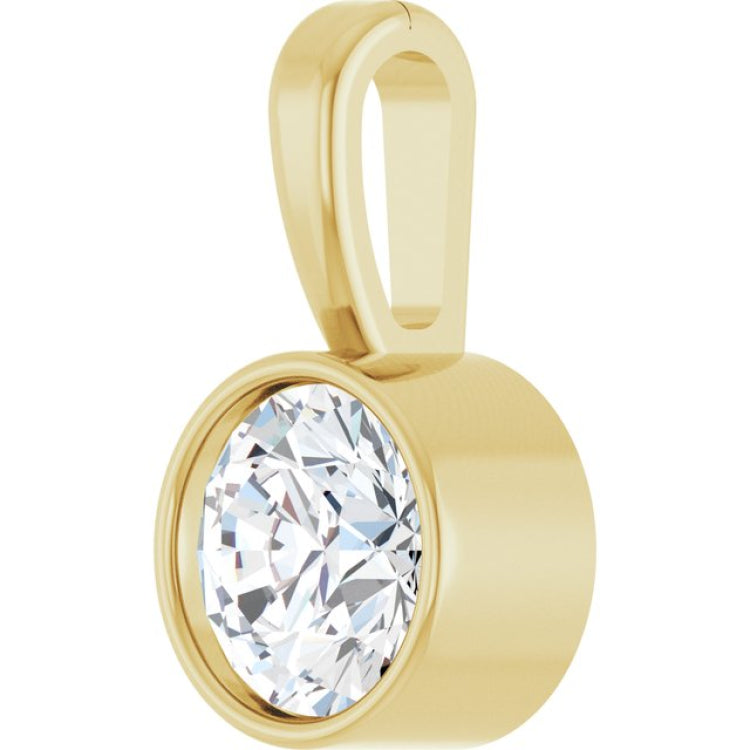 14K Yellow Gold 1/4 CT Natural Diamond Bezel-Set Solitaire Pendant