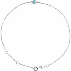 Sterling Silver Natural Blue Zircon Bezel-Set Solitaire 6 1/2-7 1/2" Bracelet