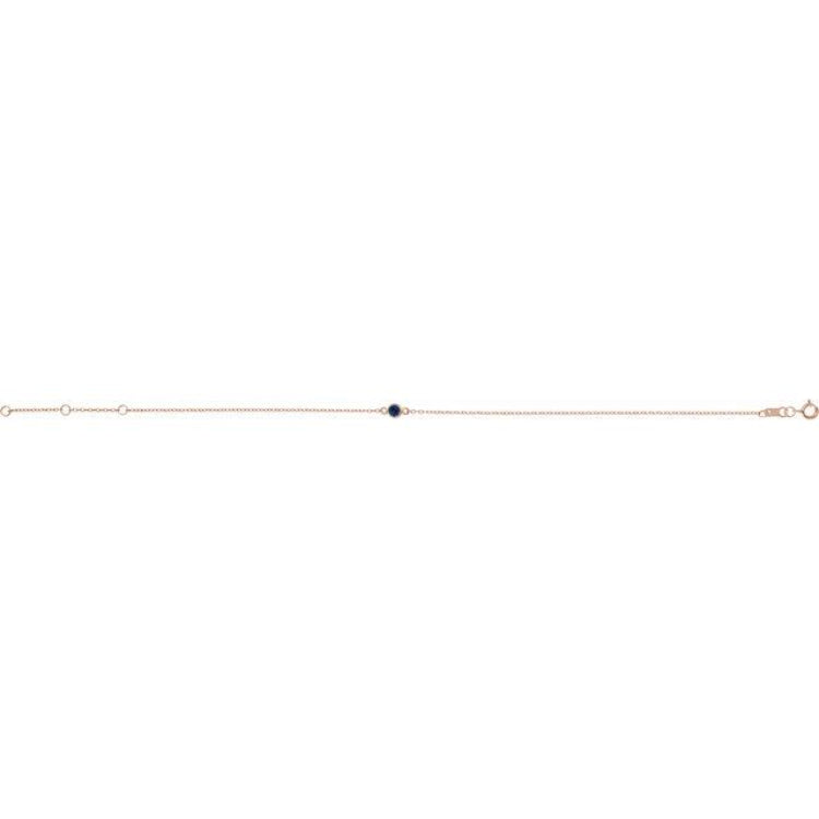 14K Rose Gold Lab-Grown Blue Sapphire Bezel-Set Solitaire 6 1/2-7 1/2" Bracelet