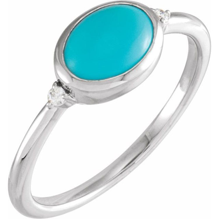 Platinum Natural Turquoise & .03 CTW Natural Diamond Ring