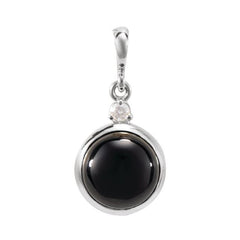 Platinum 6 mm Natural Black Onyx & .03 CT Natural Diamond Cabochon Pendant