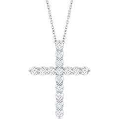Platinum 3/4 CTW Natural Diamond Cross 16-18" Necklace