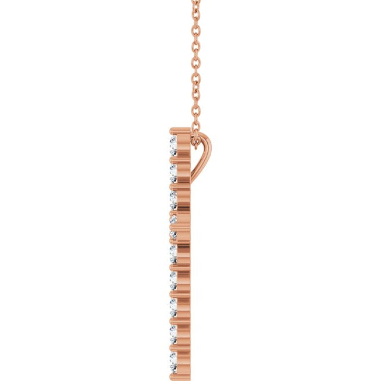14K Rose Gold 3/4 CTW Natural Diamond Cross 16-18" Necklace