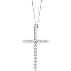 Platinum 1 CTW Natural Diamond Cross 16-18" Necklace