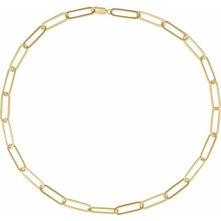 14K Yellow Gold 6.2 mm Paperclip-Style 20" Chain