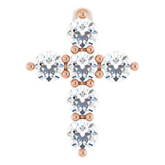 14K Rose Gold 1/6 CTW Lab-Grown Diamond Cross Pendant