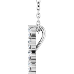 14K White Gold 1/4 CTW Lab-Grown Diamond Cross 16-18" Necklace