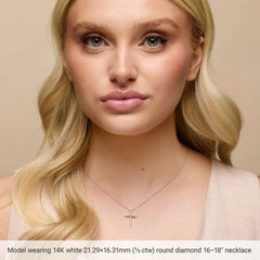 14K Yellow Gold 1/4 CTW Lab-Grown Diamond Cross 16-18" Necklace