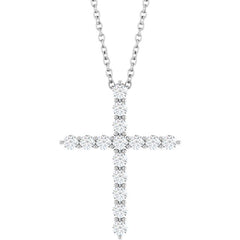 14K White Gold 1/2 CTW Lab-Grown Diamond Cross 16-18" Necklace